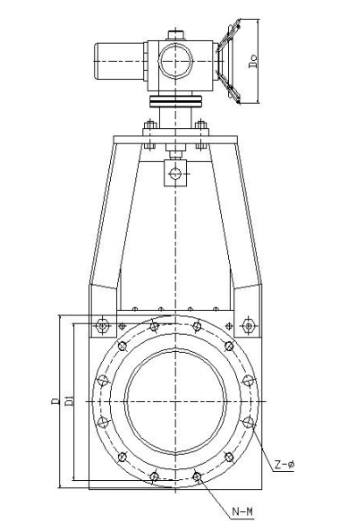 法蘭式電動(dòng)漿液閥結(jié)構(gòu)示意圖
